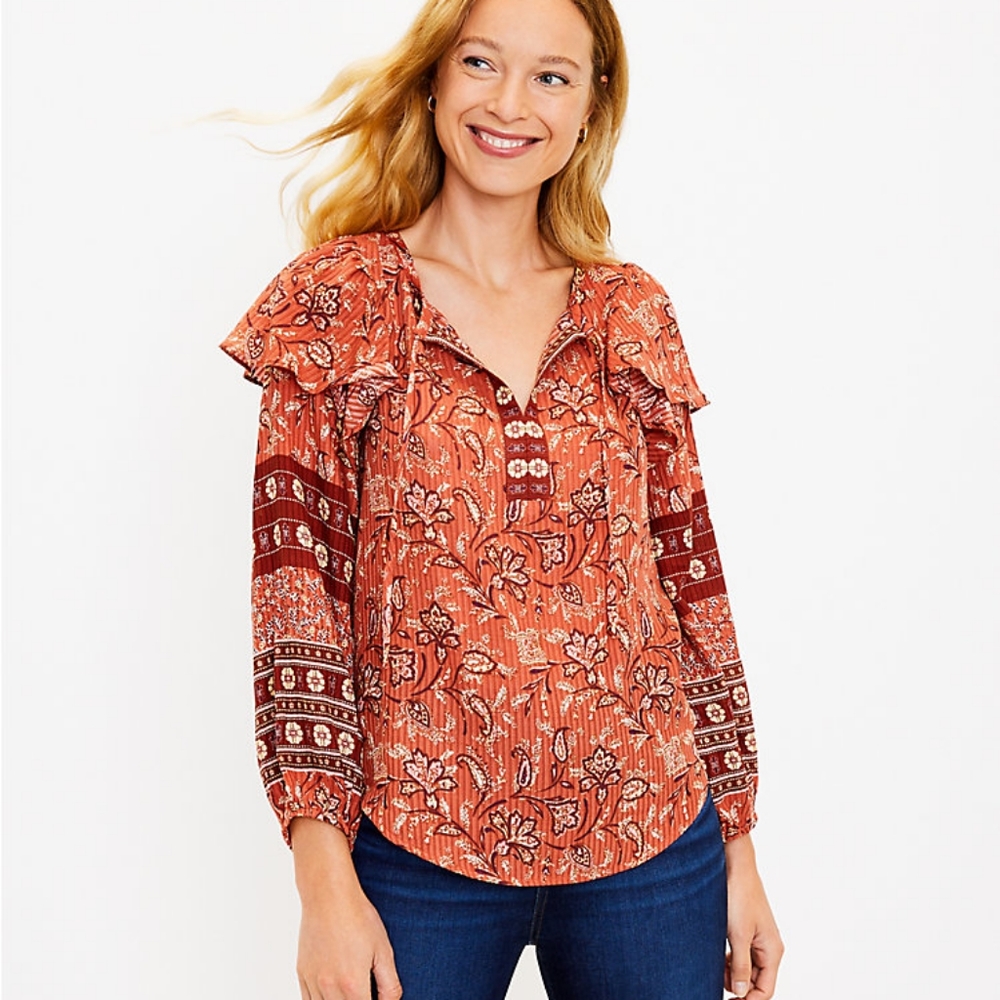 Loft boho ruffle blouse